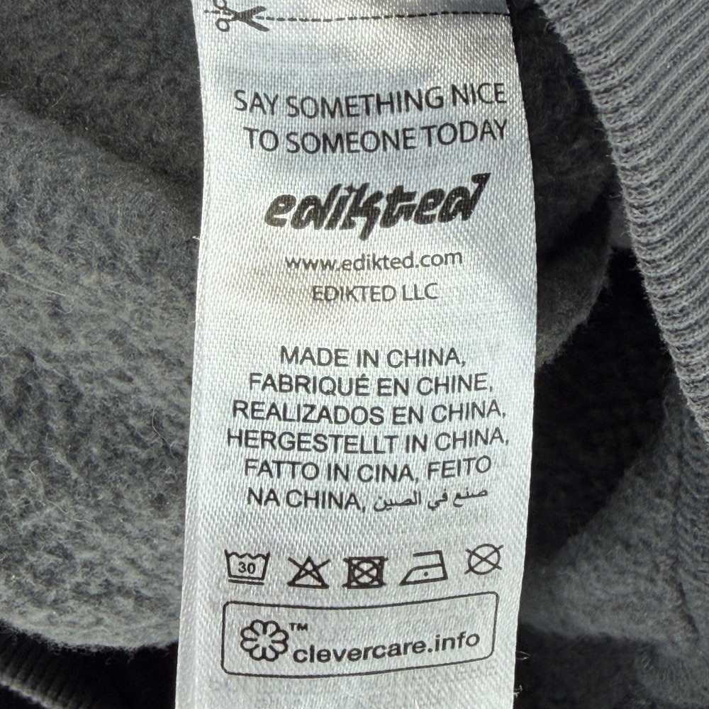 Edikted Womens Charcoal Grey Pink Bow Sleeve Fleece Hoodie Sweatshirt Small - Picture 8 of 11